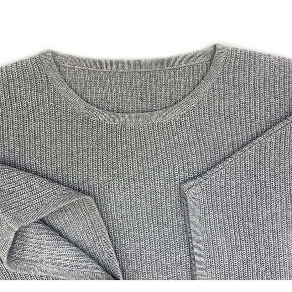 NC Crewneck Batwing Sleeve Knitted Poncho Pullovers Sweater in Grey - Picture 3 of 8